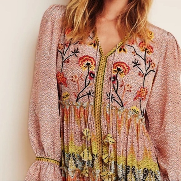 Anthropologie Bhanuni by Jyoti Giorgia Embroidered Maxi Dress - Size 8 - Picture 3 of 7